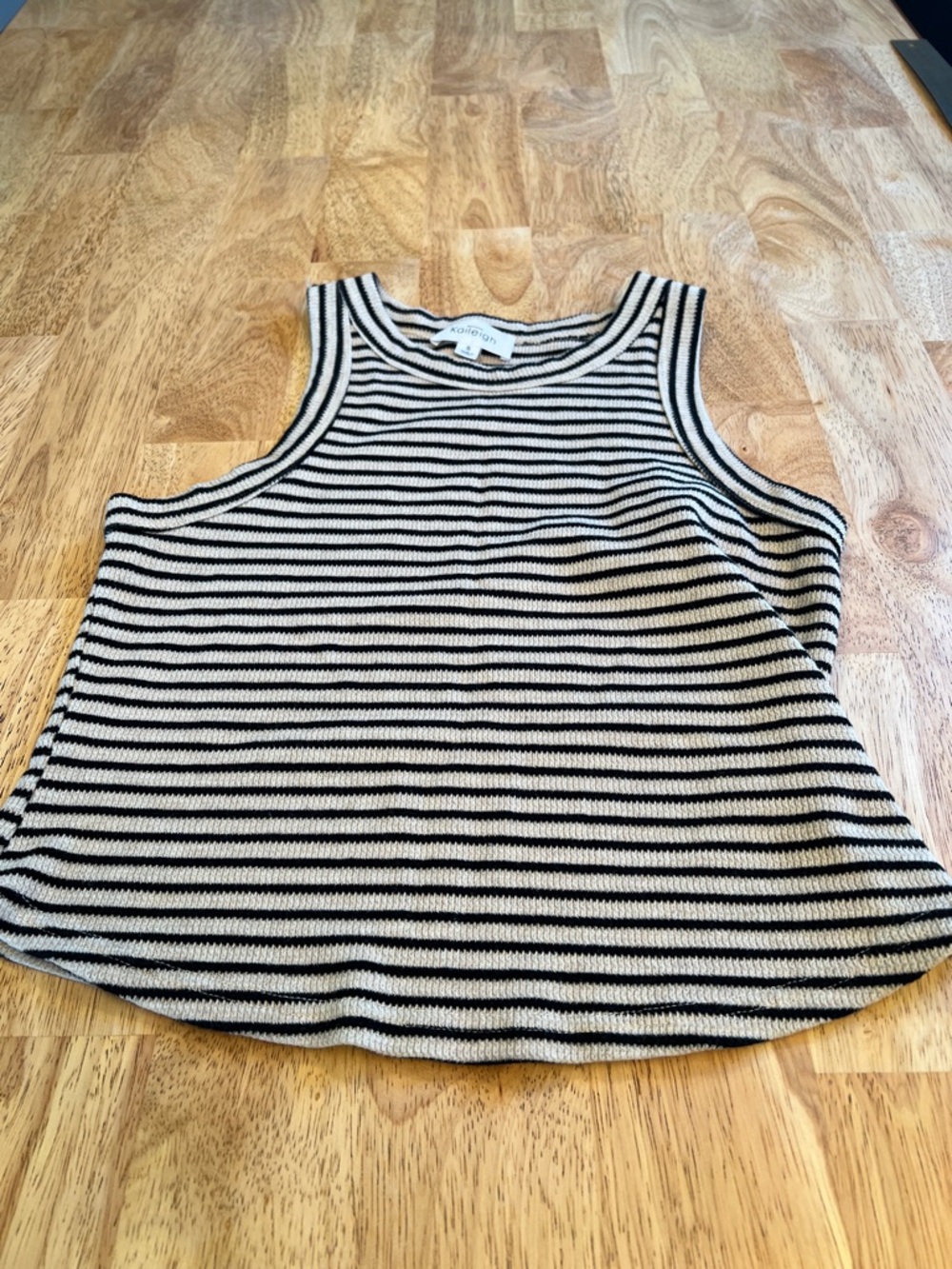 Kaileigh Racerback Striped Tank Top Black/Tan Size Small - Picture 5 of 11